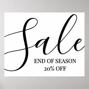 Large Sale Sign, End of Season Sale Sign, 20% Off Poster