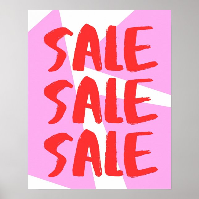 Large Sale Sign, Pink and Red Retail Store Sale Poster (Front)