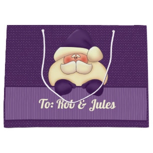 LARGE Santa Purple Stripes and Polka Dots Gift Bag