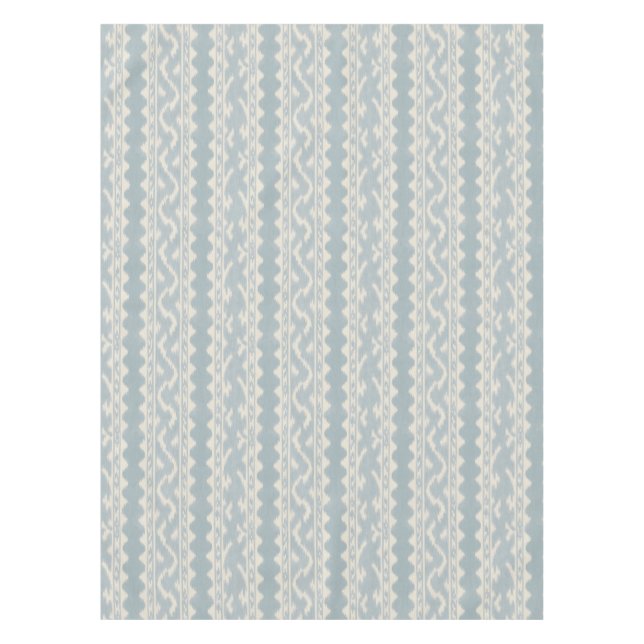 Large Scale Celadon Ikat, Cream Weave Tablecloth (Front)