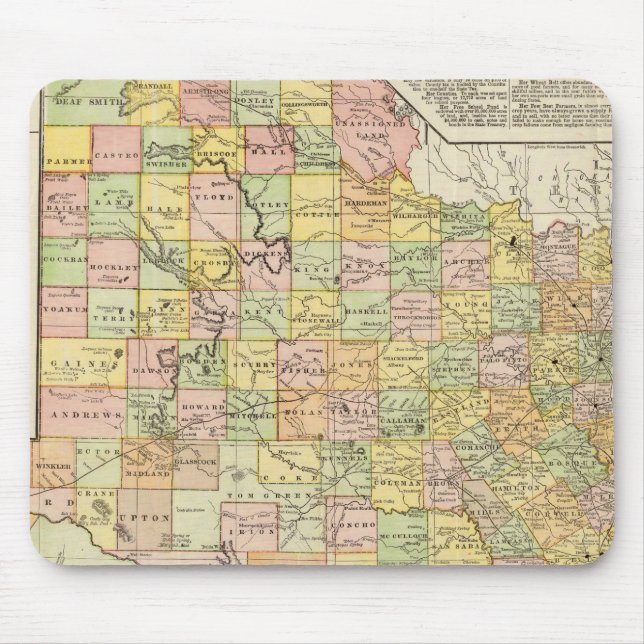 Large Scale County and Railroad Map Of Texas Mouse Pad (Front)