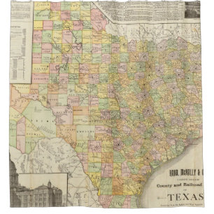 Large Scale County and Railroad Map Of Texas Shower Curtain