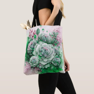 Large Scale Green and Gold Roses Tote Bag