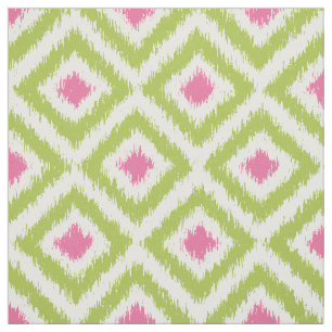 Large Scale Green and Pink Ikat Diamonds Pattern Fabric
