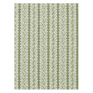 Large Scale Olive Ikat, Cream Weave Tablecloth