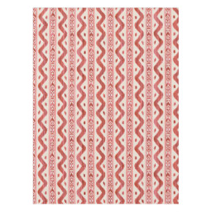 Large Scale Red Ikat on Cream Tablecloth