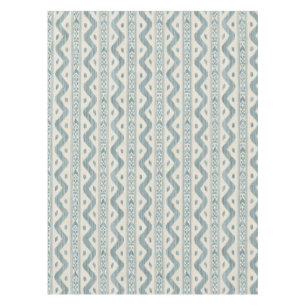 Large Scale Teal Ikat on Cream Tablecloth