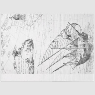 Large Scale Vintage Decoupage Maps for Artists b Tissue Paper