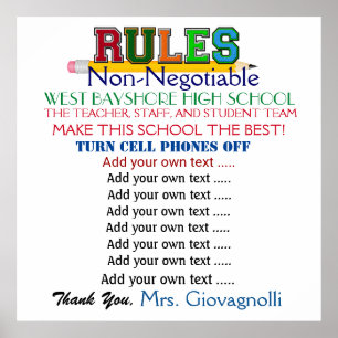 Large SCHOOL Rules Poster
