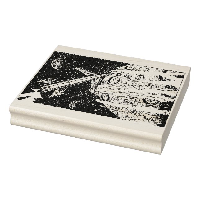 Large  Sci Fi Rocket Planet Wood Art Stamp (Stamp)