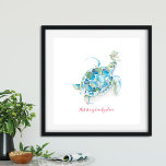Large Sea Turtle Watercolor Art Poster<br><div class="desc">Enhance your beach cottage home with my tropical island style hand-painted watercolor art, featuring a turquoise blue-green sea turtle and lush greenery. The phrase "This Is My Beach Place" is set in trendy handwritten style script typography in red, making it a perfect piece for sea turtle decor and beach-themed home...</div>