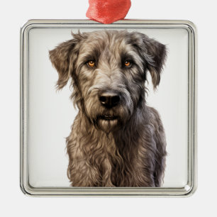 LARGE SHAGGY IRISH WOLFHOUND DOG METAL TREE DECORATION