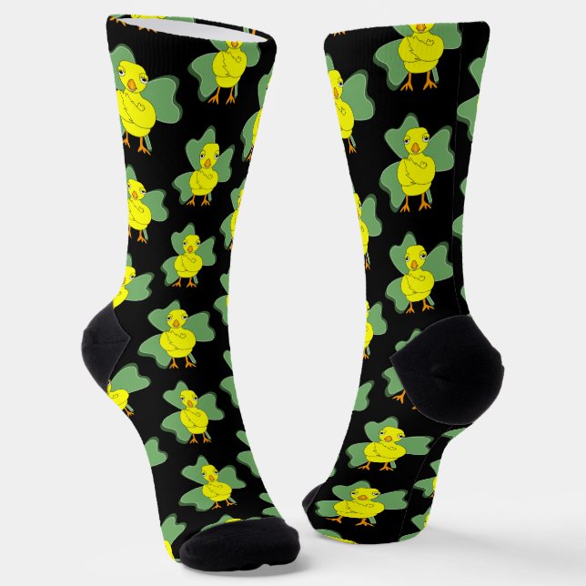 Large Shamrock Chick Pattern Socks (Angled)