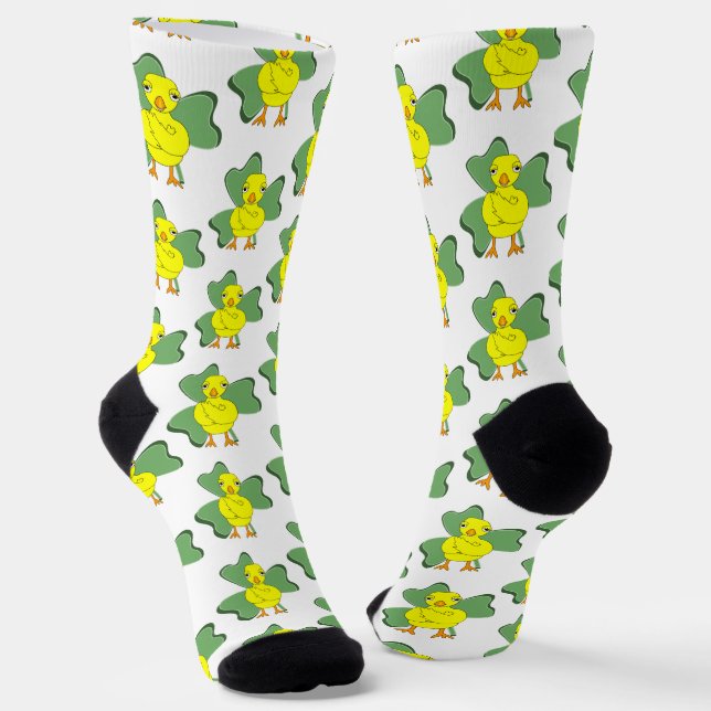 Large Shamrock Chick Pattern Socks (Angled)