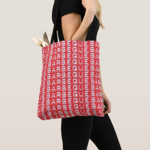 Large Shopping Grocery Tote Bag Red BBQ Barbecue
