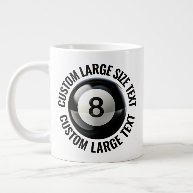 Large Size Personalized Text Pool 8 Ball Custom Coffee Mug (Left)