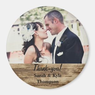 Large Size Rustic Wedding Photo Thank you Magnet