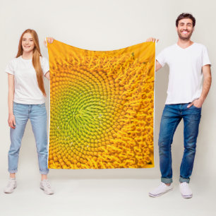 Large Size Yellow Sun Flower Centre Image Printed  Fleece Blanket