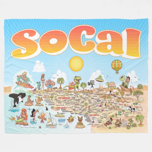 Large SoCal Fleece Blanket (Front (Horizontal))