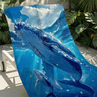 Large & Soft Colourful Humpback Whale Beach Towel