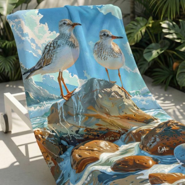 Large & Soft Colourful Shorebirds Beach Towel (Creator Uploaded)