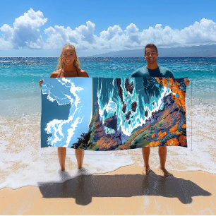 Large & Soft Colourful Sonoma Coast Beach Towel