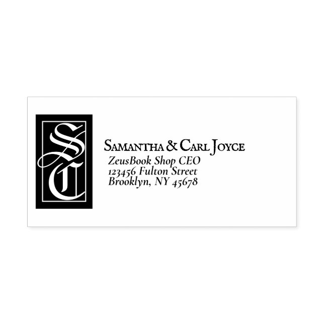 Large Solid Monogram | Elegant Return Address Rubber Stamp (Imprint)