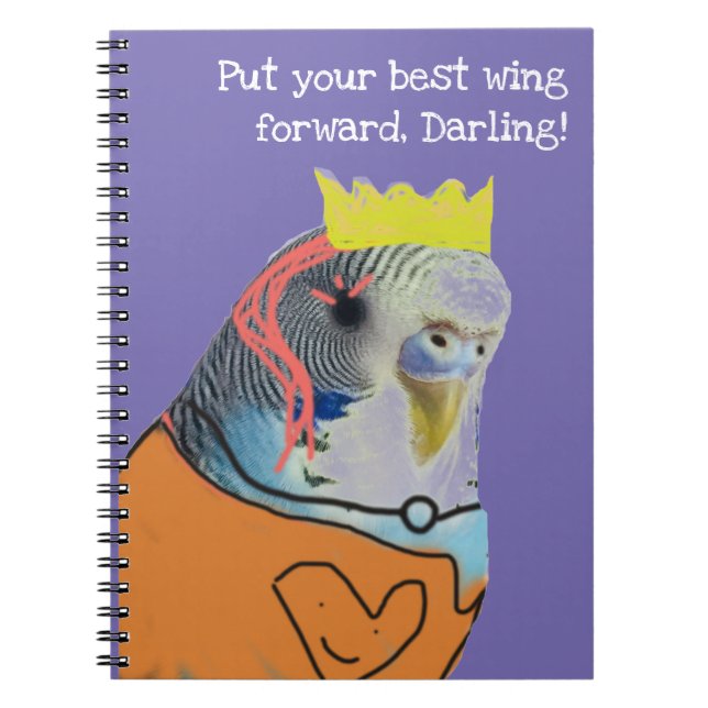 Large spiral crowned parakeet notebook (Front)