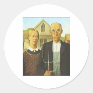 Large Stickers American-Gothic Grant-Wood