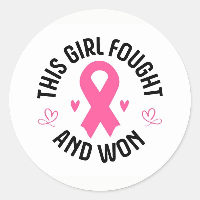 Large Stickers-Pink Ribbon Classic Round Sticker (Front)