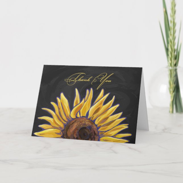 Large Sunflower Art Thank You Card (Front)