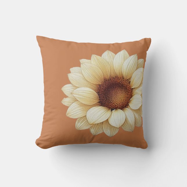 Large Sunflower Terra Cotta Throw Pillow (Front)