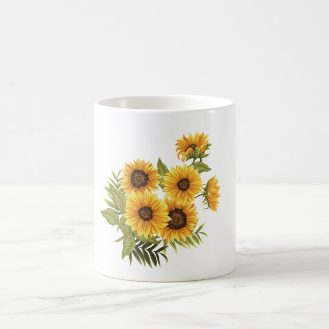 Large Sunflowers Painted Rustic Vintage Coffee Mug (Center)