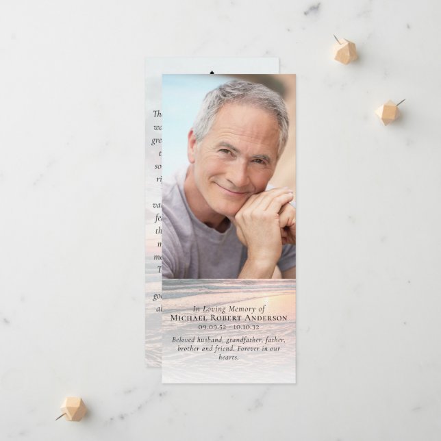 Large Sunset Photo Memorial Prayer Card (Front/Back In Situ)