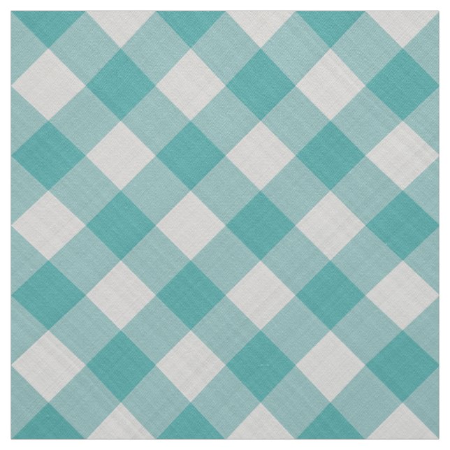 Large Teal Gingham Checks Pattern Geometric Fabric (Swatch)