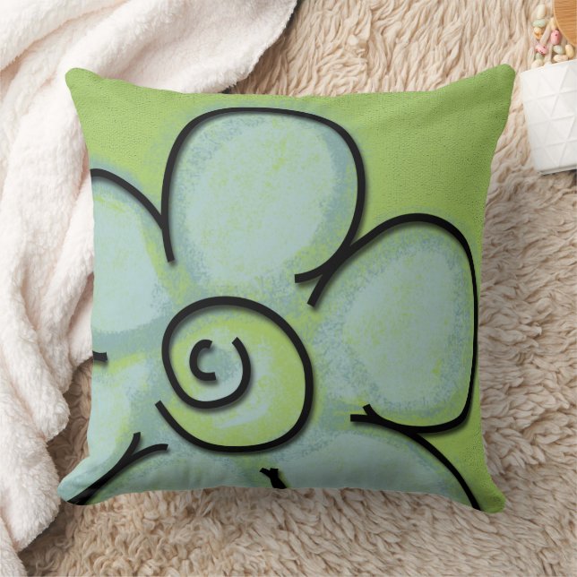 Large Teal & Green Flower Cushion (Blanket)