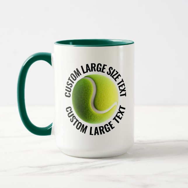 Large Text HUNTER GREEN Combo 15oz Custom Tennis Mug (Left)