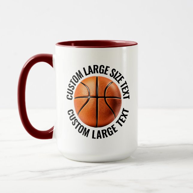 Large Text MAROON Combo 15oz Custom Basketball Mug (Left)