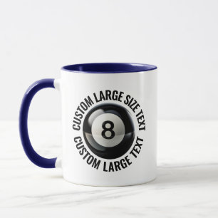 Large Text NAVY BLUE Combo 11oz Custom 8 Ball Mug