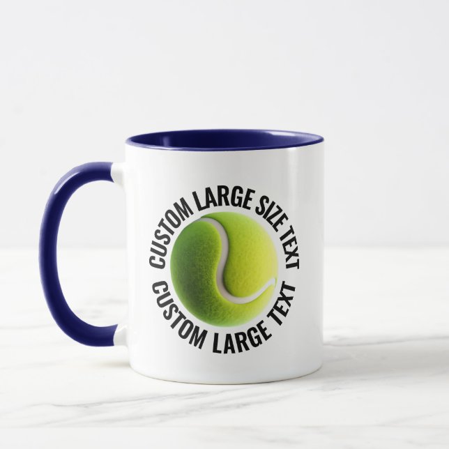 Large Text NAVY BLUE Combo 11oz Custom Tennis Mug (Left)