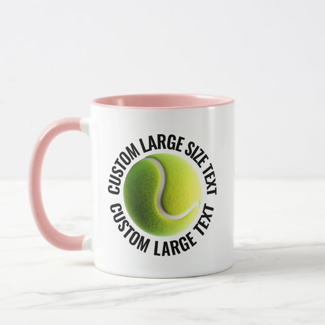 Large Text PINK Combo 11oz Custom Tennis Mug (Left)