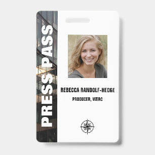 Large Text SPECIAL EVENT PRESS PASS and Photo I.D. ID Badge