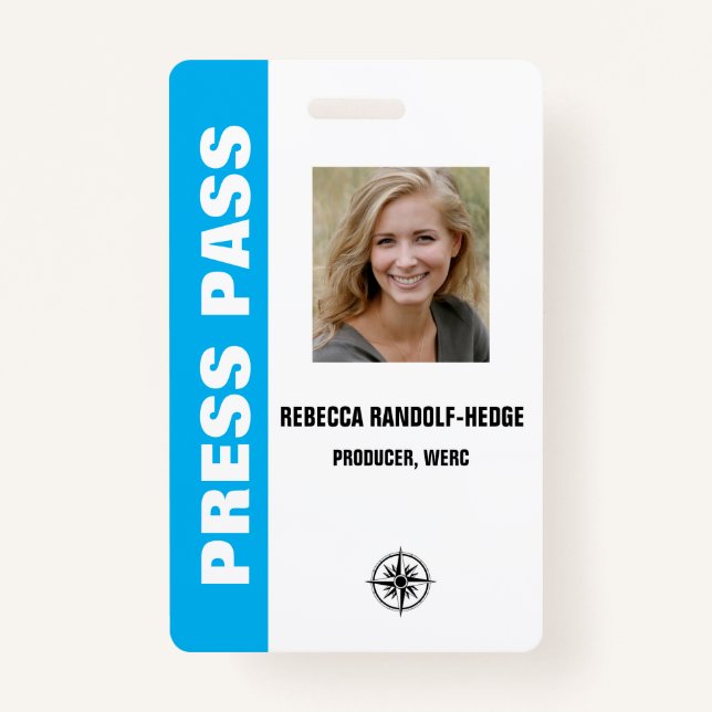Large Text SPECIAL EVENT PRESS PASS and Photo I.D. ID Badge (Front)