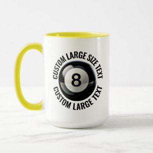 Large Text YELLOW Combo 15oz Custom 8 Ball Mug