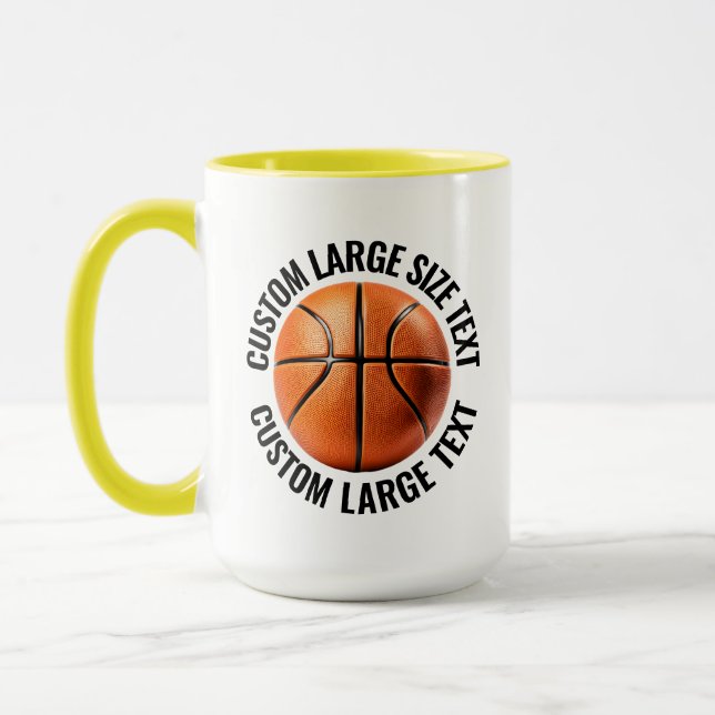 Large Text YELLOW Combo 15oz Custom Basketball Mug (Left)