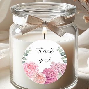 Large Thank you watercolor florals Classic Round Sticker