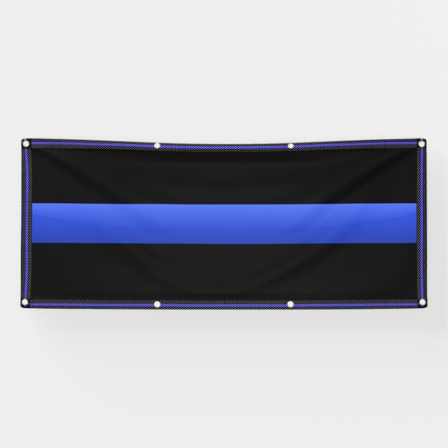 Large Thin Blue Line With Stars Border Banner (Horizontal)