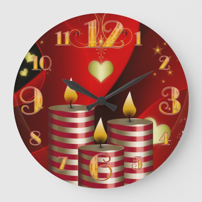 Large Three Christmas Candles Clock (Front)