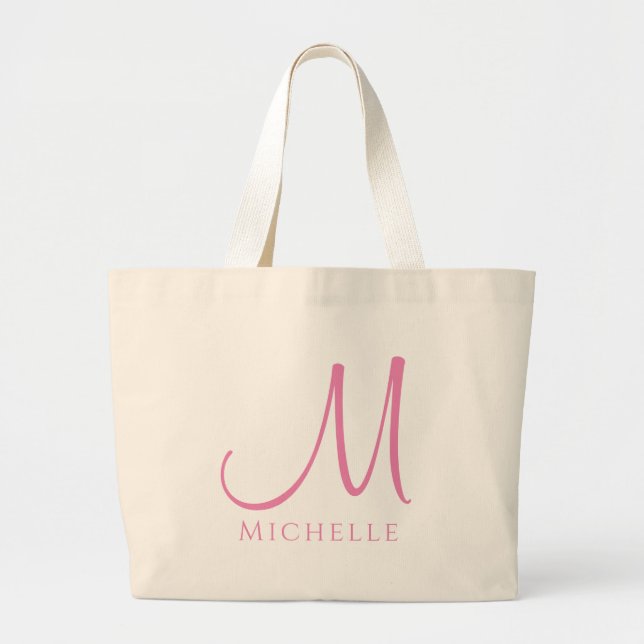 Large Tote Bag Monogram Initial Letter Name (Front)