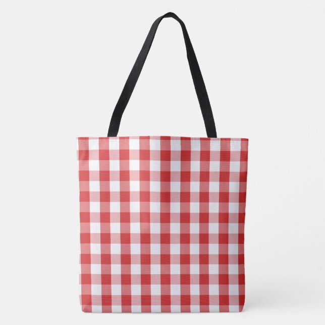 Large Tote Bag-Red Chequerboard (Front)